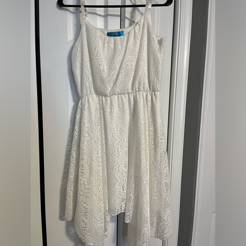 White lace spaghetti strap dress from Francesca’s Collections. Size Small